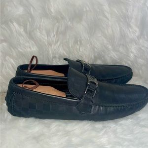 🔥🔥Mens LOUIS VUITTON Black Damier Drivers Moccasins Loafers Shoes Size 11
